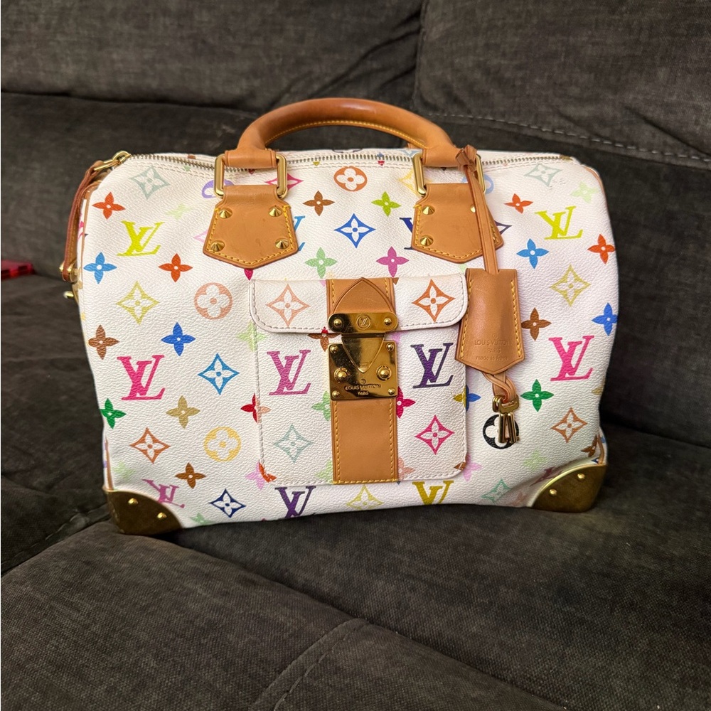 Louis Vuitton White murakami speedy 30